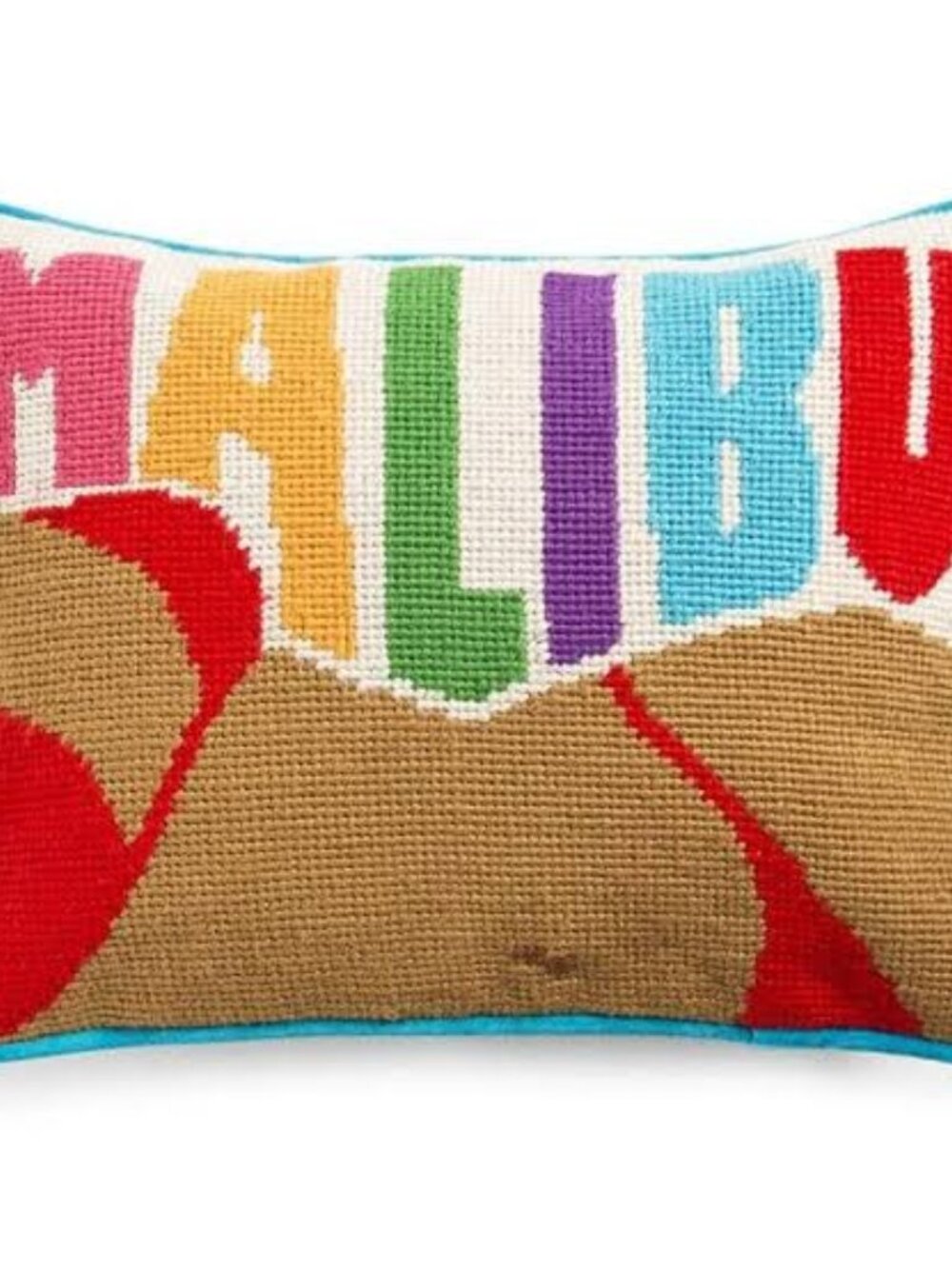 Jonathan Adler Needlepoint Multi-color Pillow "MALIBU" Bikini . 12" X 9"x 4"